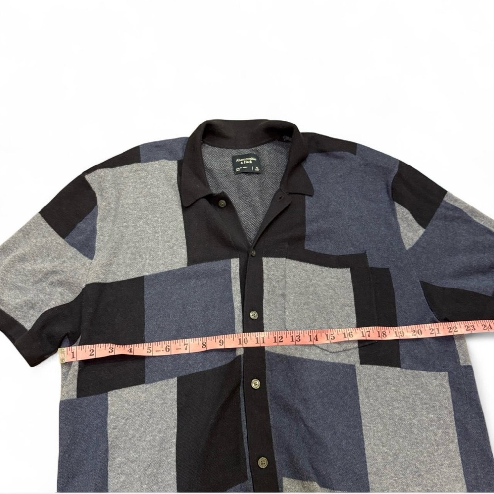 Abercrombie & Fitch blue and grey short sleeve button up men X-Large - Picture 5 of 5